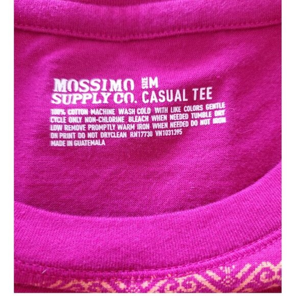 NWT Mossimo Vibrant Berry Striped Elbow Sleeve Round Neck Tee Shirt - Size M - Picture 7 of 9